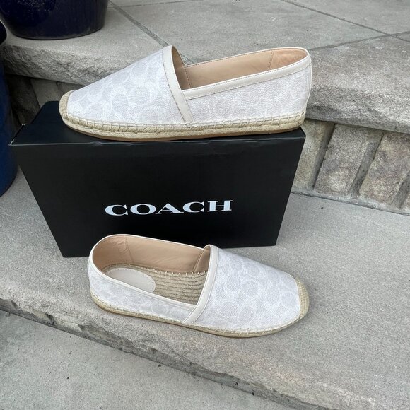 COACH COLLINS Coated Canvas Espadrille 9.5 Women's Slip On Shoe White Monogram - Picture 3 of 14
